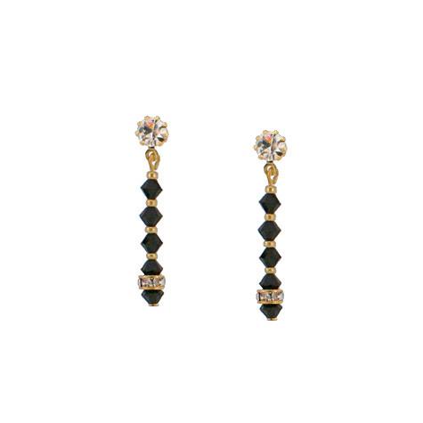Black Crystal Beaded Drop Earrings