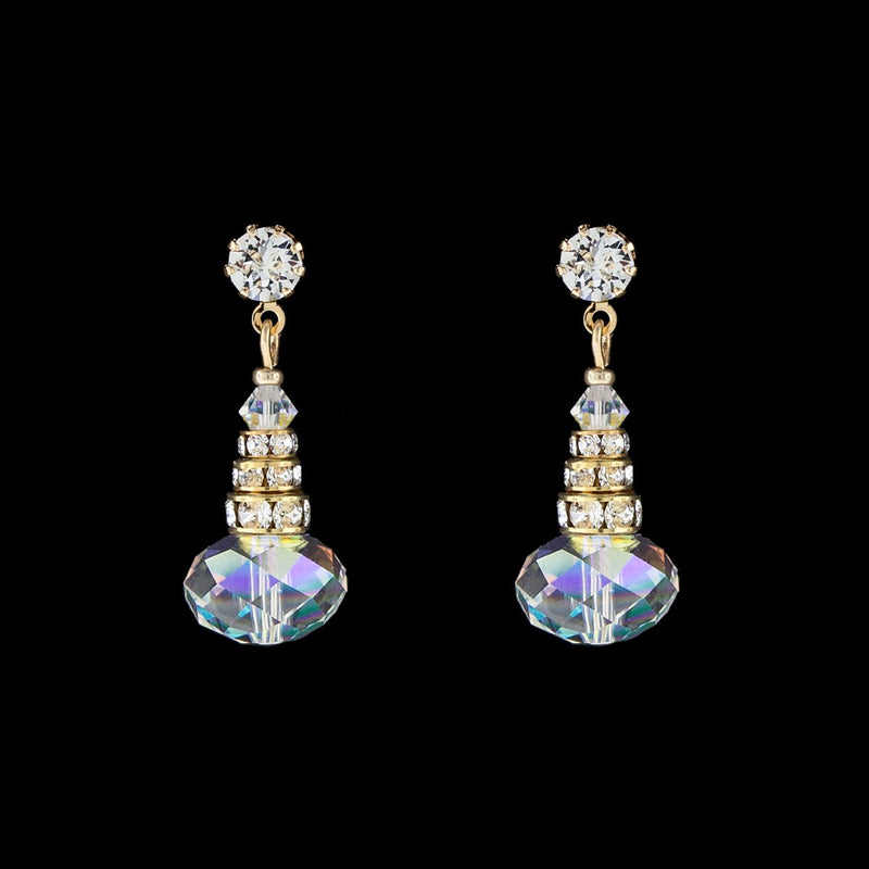 Oval Crystal Drop Earrings with Rondelles