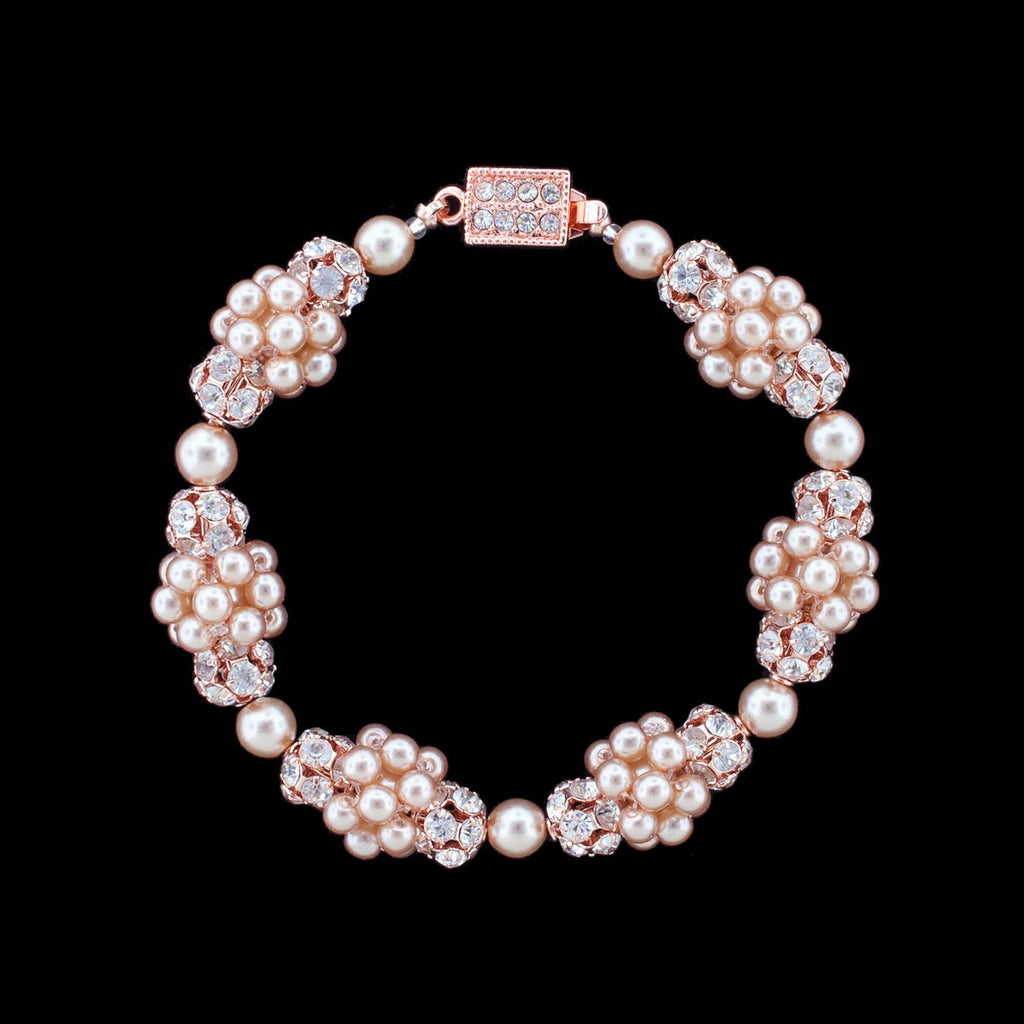 Pink Clustered Pearl Bracelet