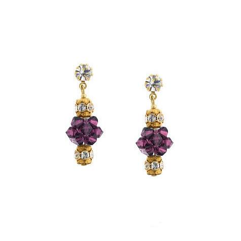 Purple single cluster earrings