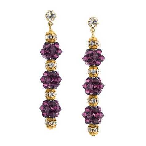 Purple 3 cluster earrings