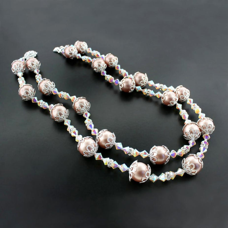 Pink & Champagne Double Row Necklace