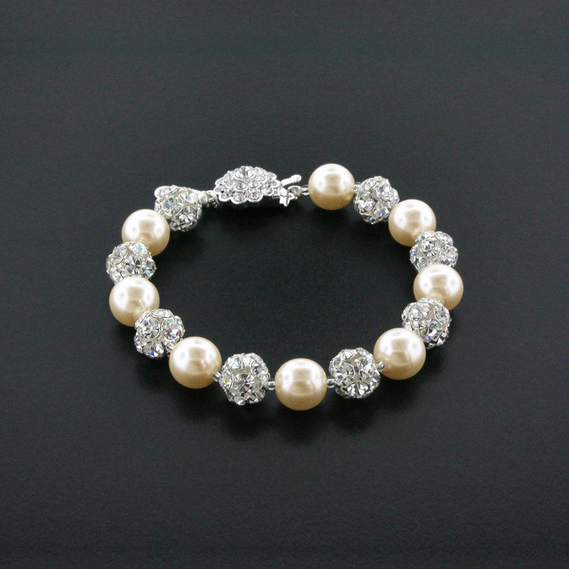 antique pearl bracelet with rhinestone beads