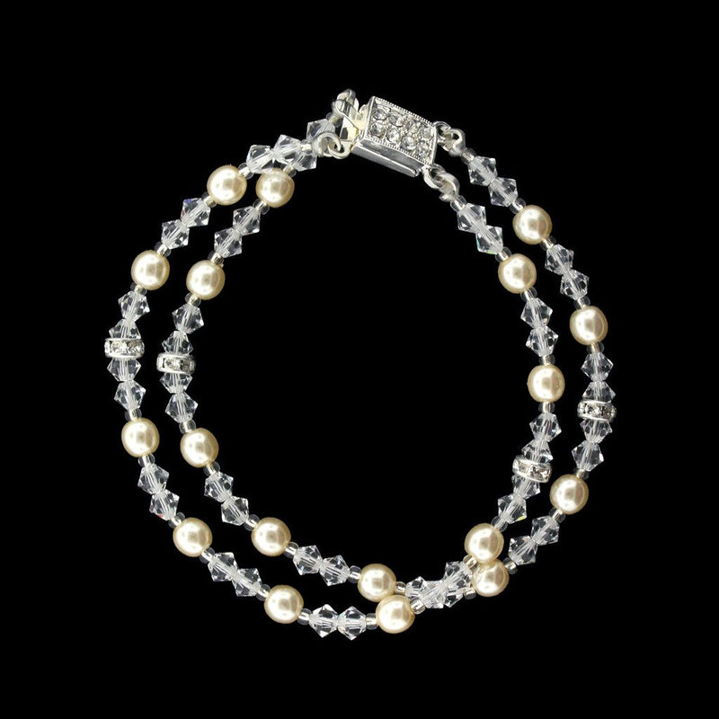 2-Row Crystal & Antique Pearl Bracelet