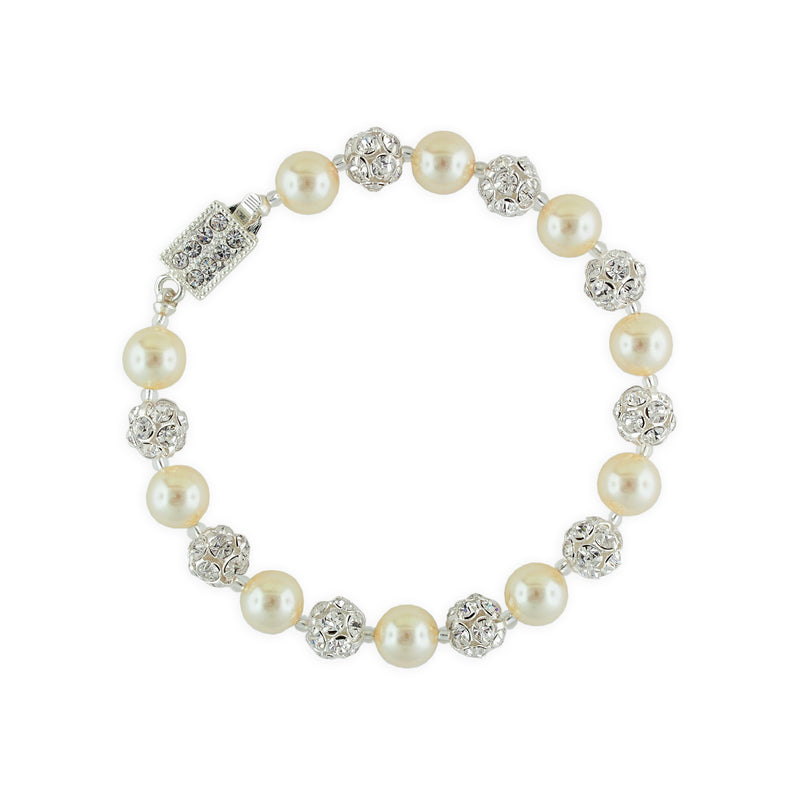 Antique Pearl Bracelet with Rhinestone Beads
