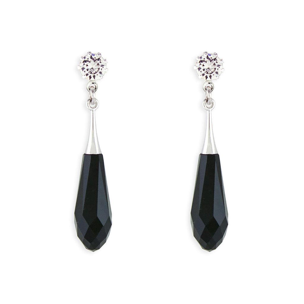 Sleek black crystal drop earrings