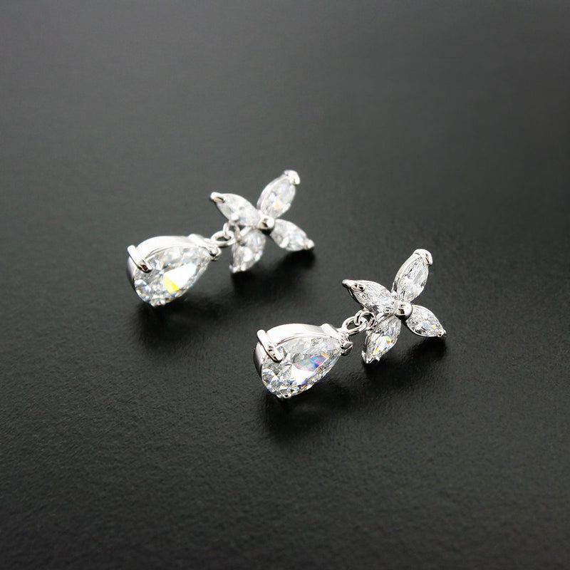 Marquise CZ Earrings with Pear Drop