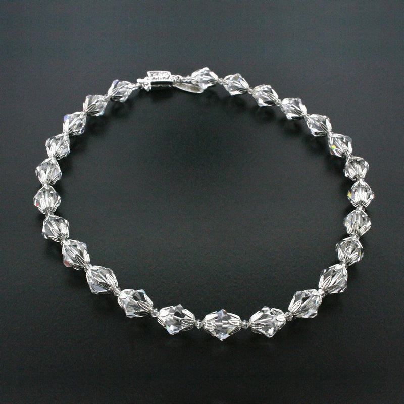 Crystal Bicone Necklace with Silver Accents