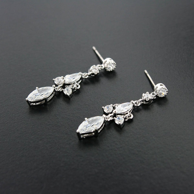 CZ earrings with double stone top