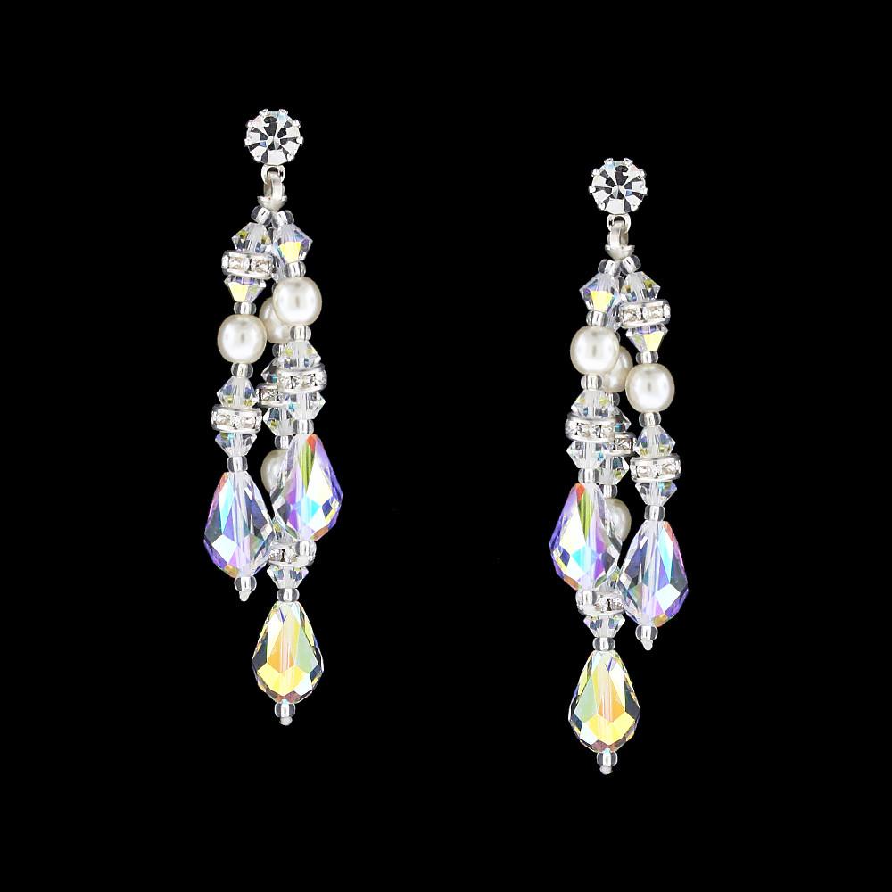 Multi-Drop Crystal & Pearl Earrings