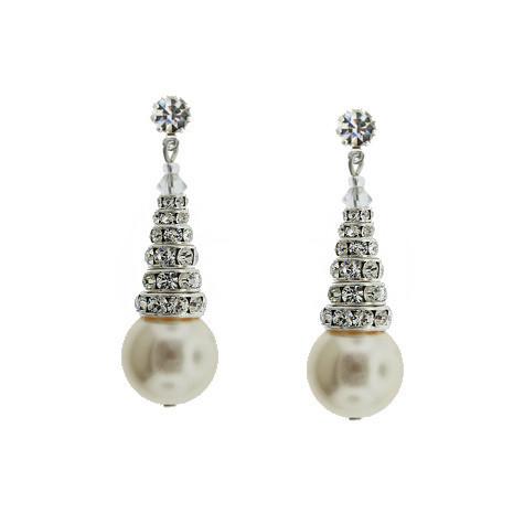 Earrings with Stacked Rondelles & Pearls - cream pearls
