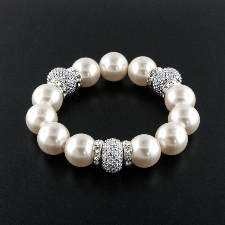 Pearl & Pavé Charm Stretch Bracelet – Giavan