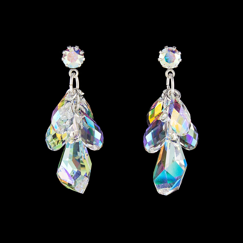 Iridescent Swarovski crystal cluster earrings
