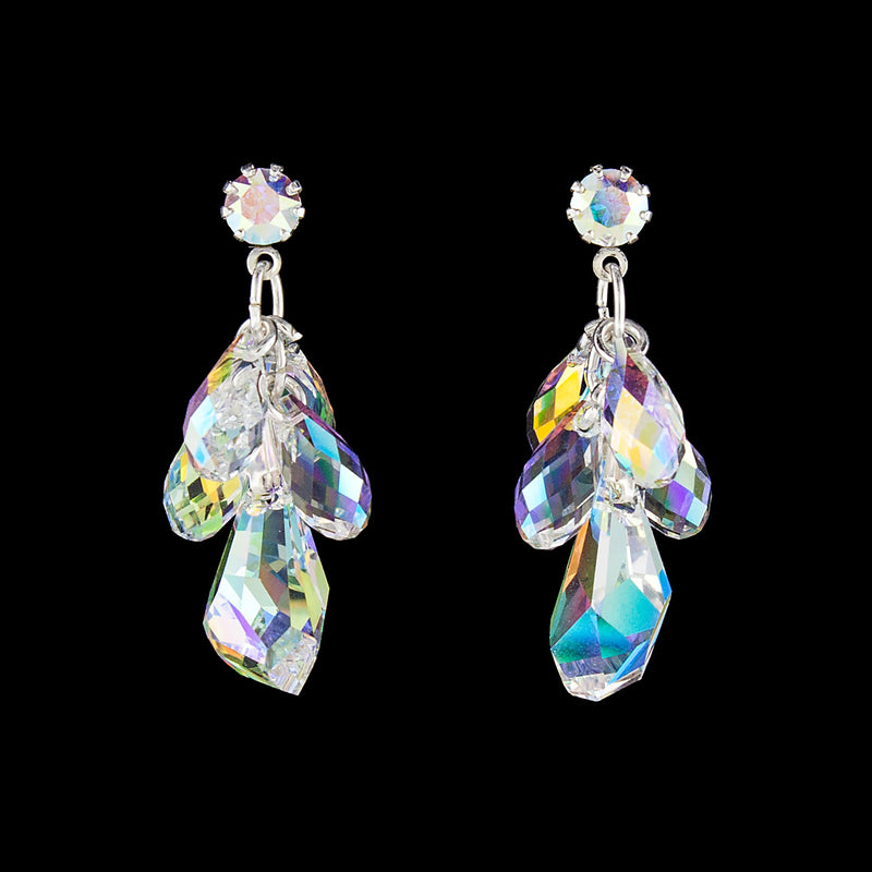 Iridescent Swarovski crystal cluster earrings