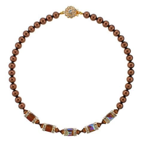 Brown Crystal & Pearl Necklace