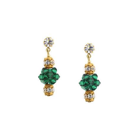 Emerald single cluster earrings