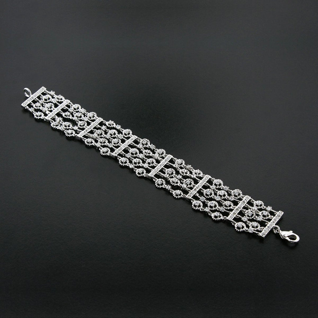 Multi-Row Chain Link Bracelet with CZ