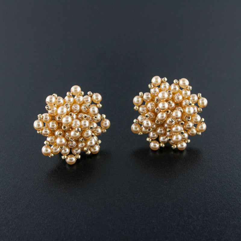 Woven Cluster Pearl Earrings