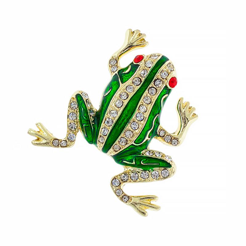 Frog Pin with Crystals