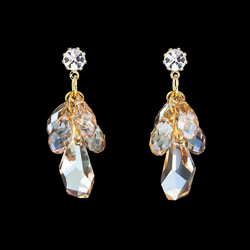 Amber Swarovski crystal cluster earrings
