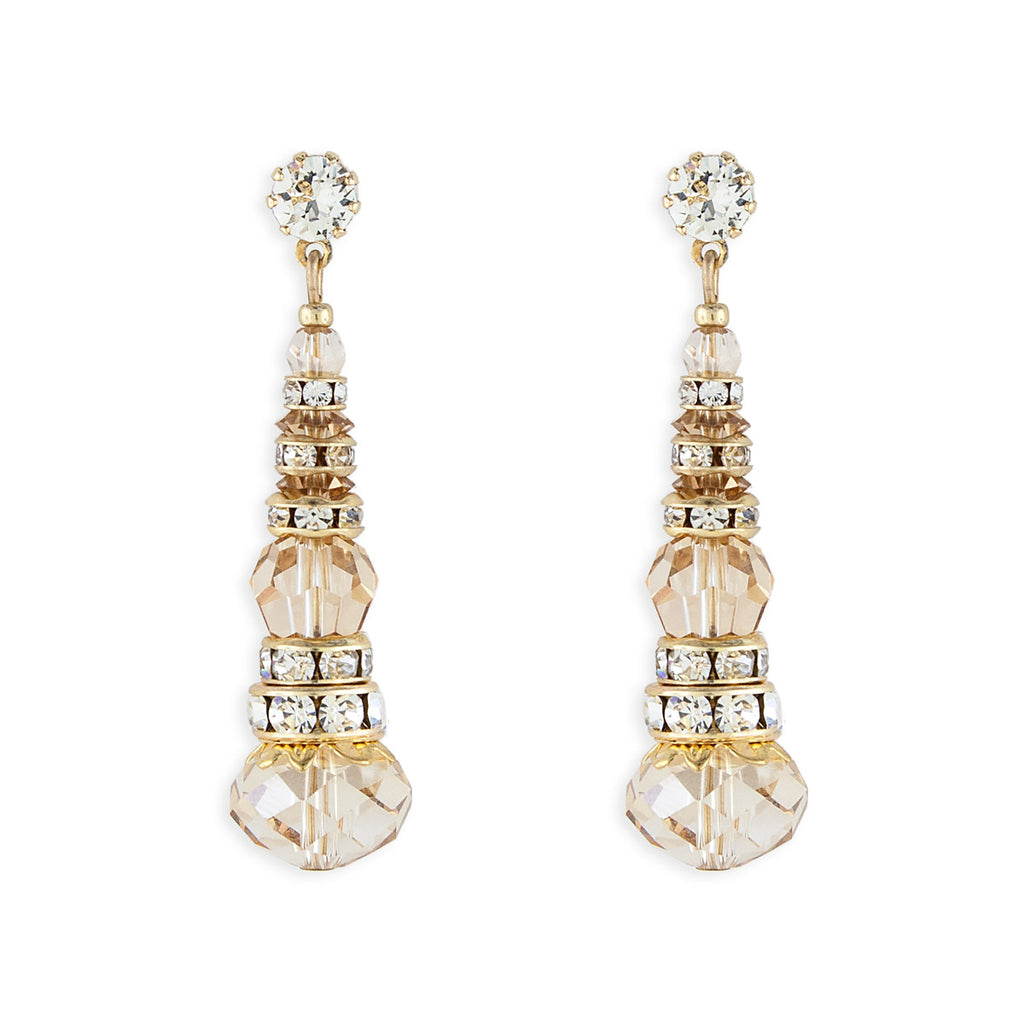 Crystal & Rondelle Beaded Drops - amber
