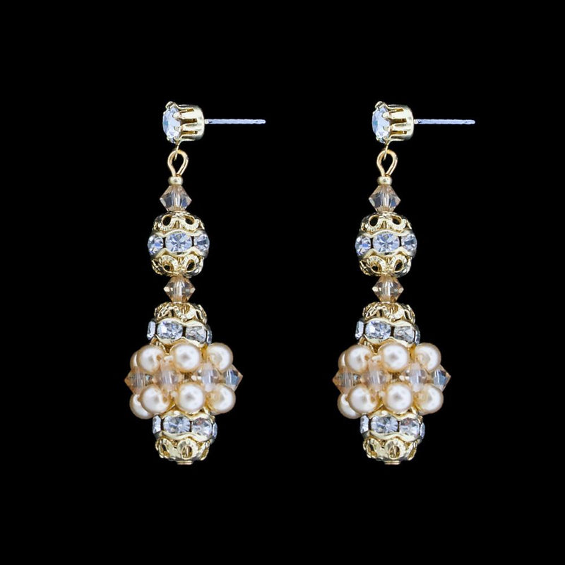 Pearl & Crystal Bridal Earrings - antique pearls