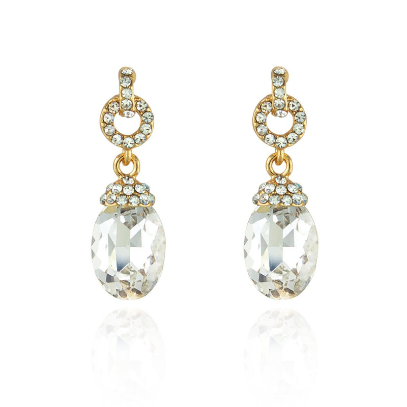 Gold Geometric Crystal Drop Earrings 