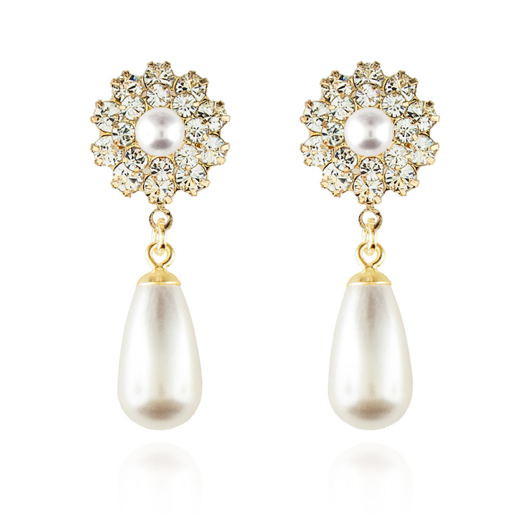 Pearl Teardrop Earrings - Gold