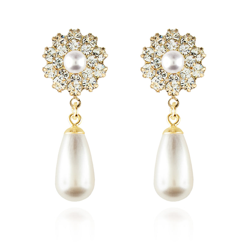 Pearl Teardrop Earrings - Gold