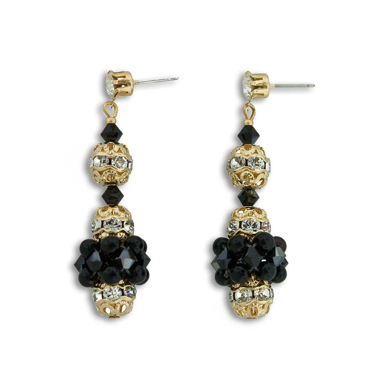 Pearl & Crystal Bridal Earrings - black