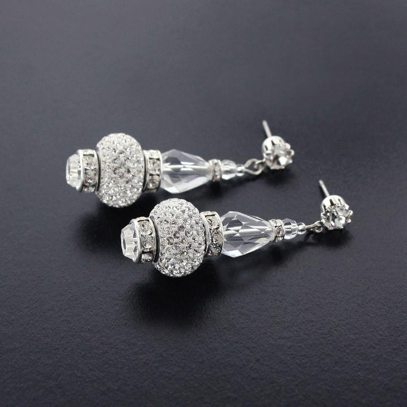 Crystal Drop Earrings with Pavé Charms - silver