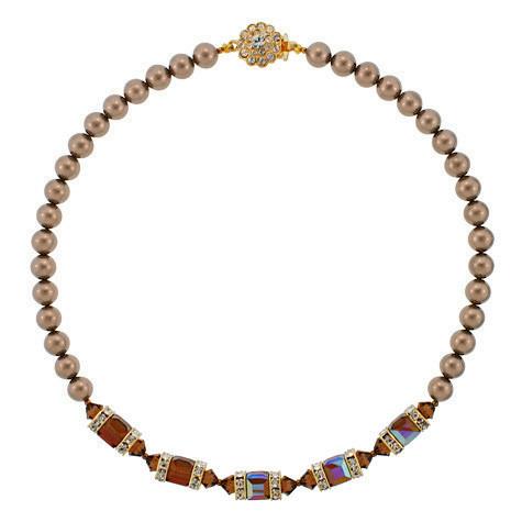 Brown Crystal & Light Brown Pearl Necklace