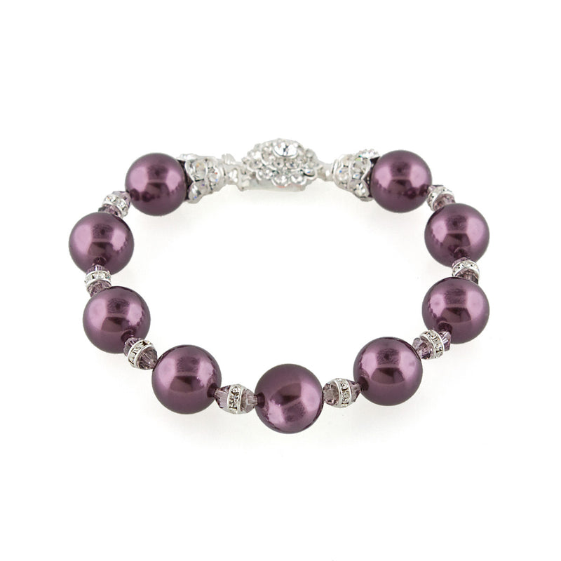 Mauve Pearl Bracelet with Crystal Embellishments