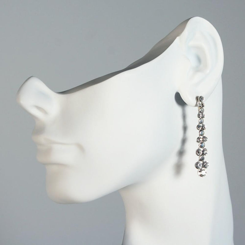 Tapered Rhinestone Drops with Polished Metal
