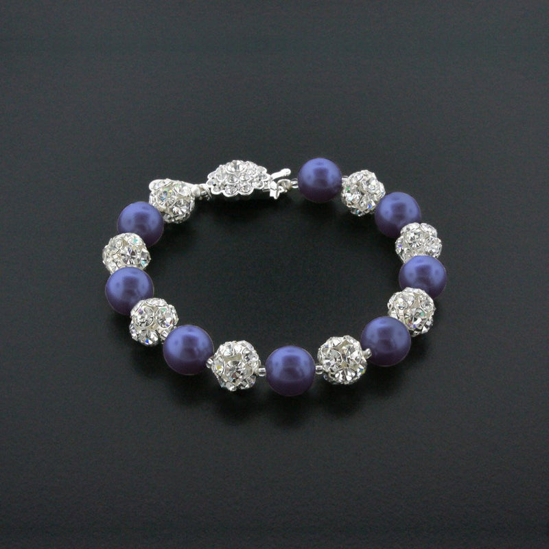 navy pearl bracelet with rhinestone beads