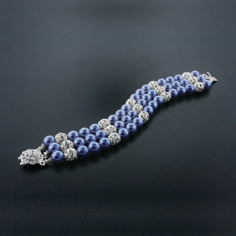 3 Row Navy Pearl Bracelet