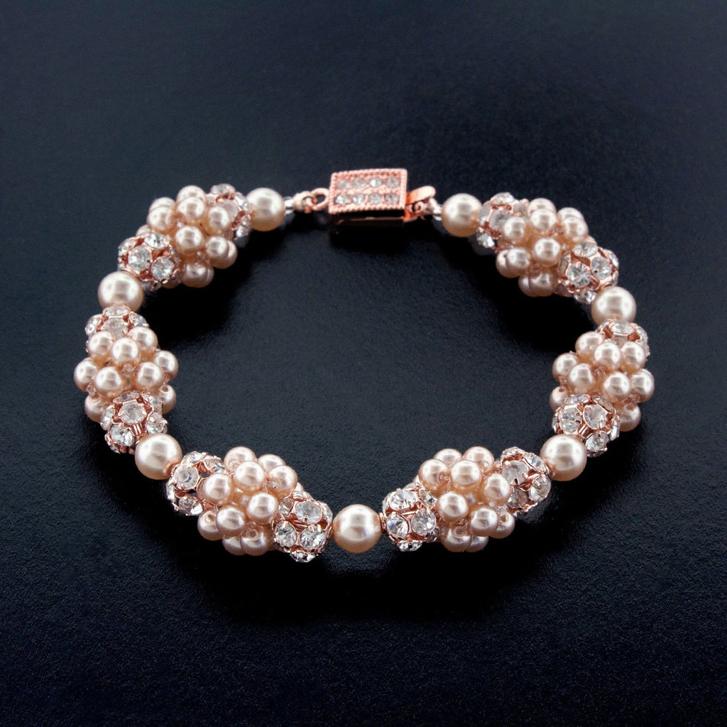 Pink Clustered Pearl Bracelet