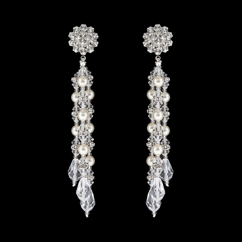 Multi-Drop Beaded Pearl & Crystal Earrings