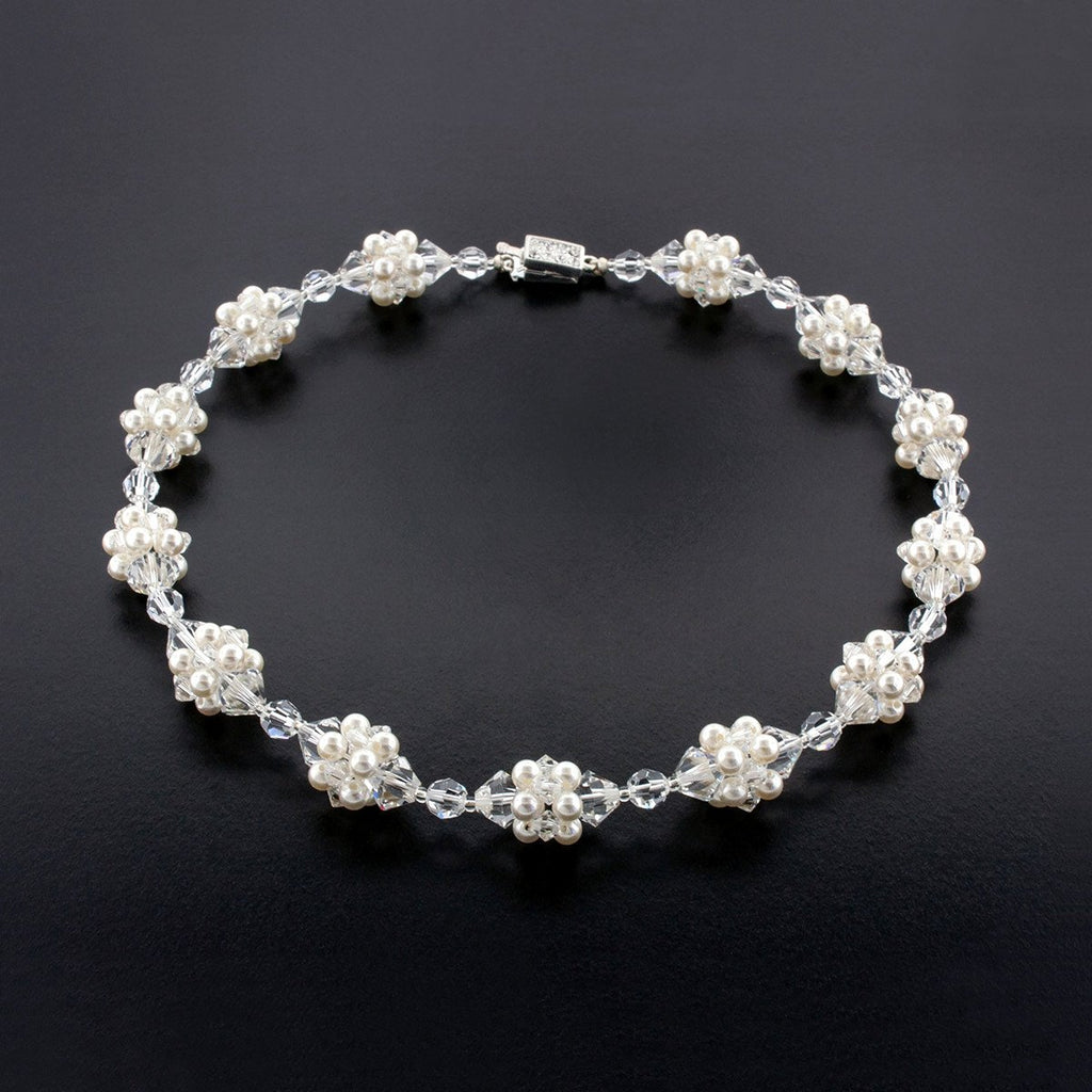 Crystal & Pearl Cluster Necklace