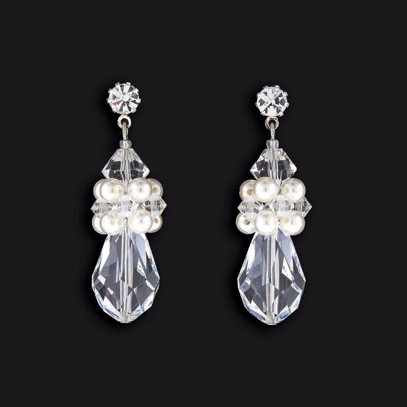 Crystal & Pearl Cluster Earrings