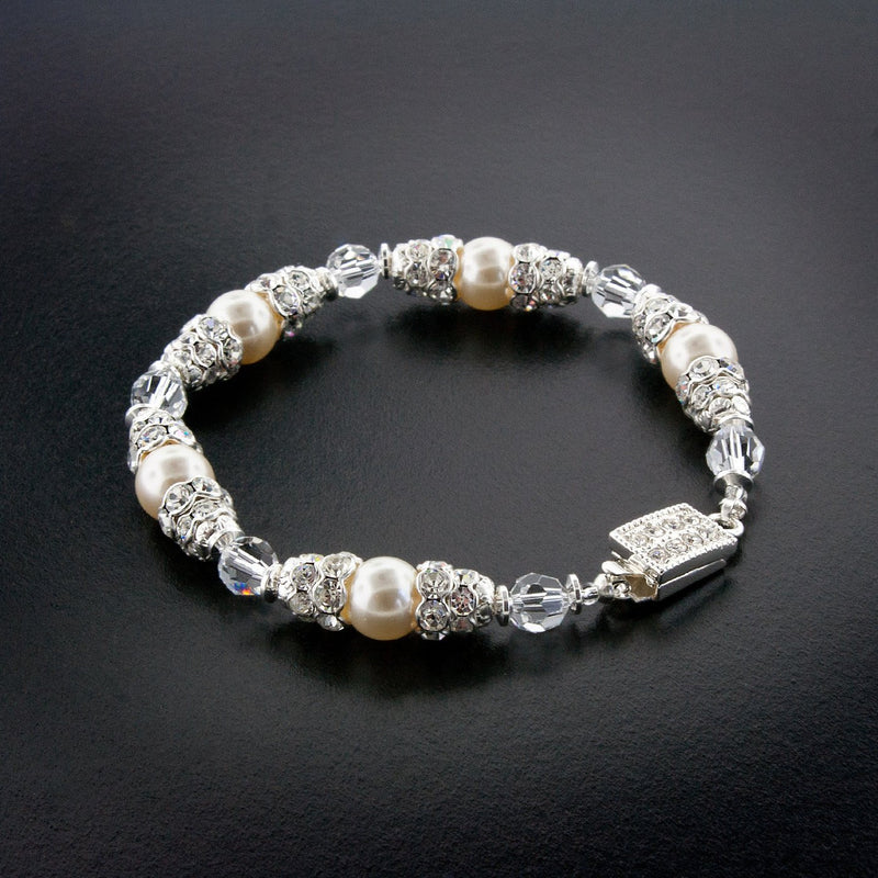 Pearl & Crystal Bridal Bracelet with Rondelles