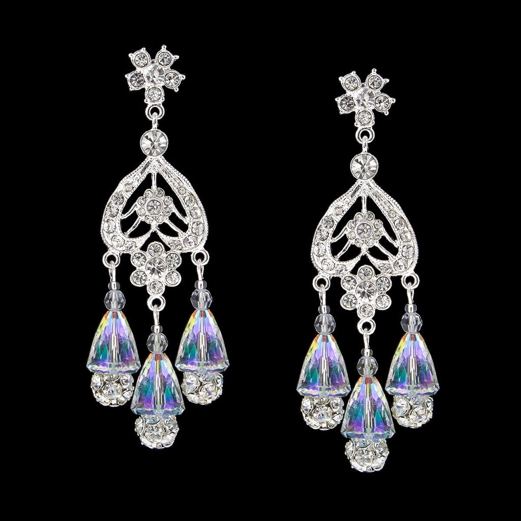 Statement Chandelier Earrings with Iridescent Crystal