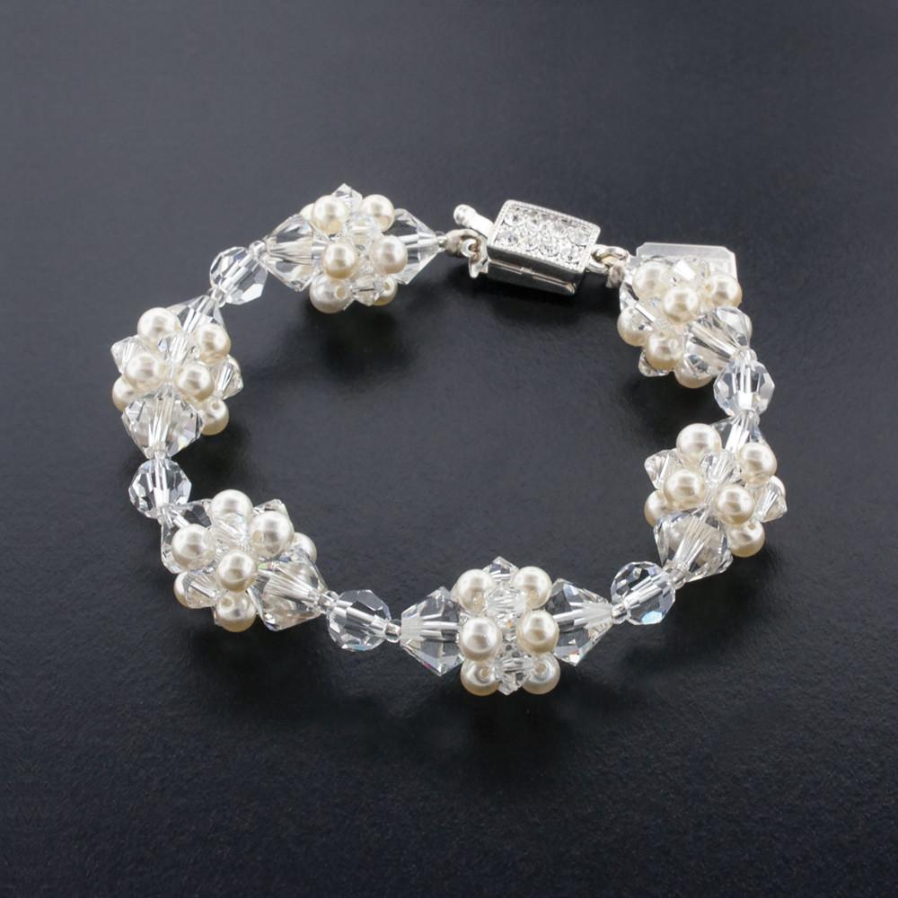 Crystal & Pearl Cluster Bracelet