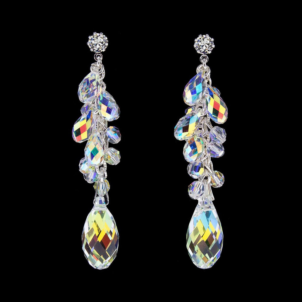Iridescent Clustered Briolette Drop Earrings