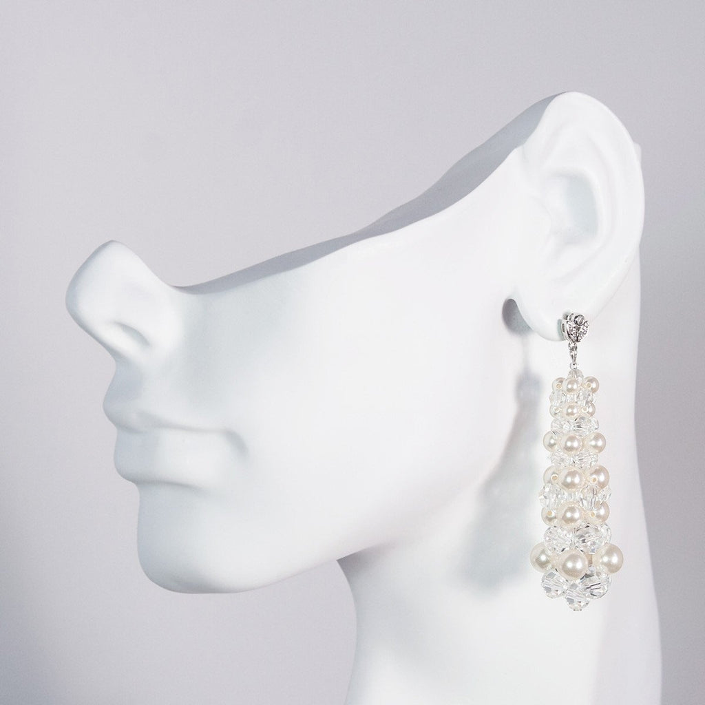Crystal & Pearl Woven Drop Earrings