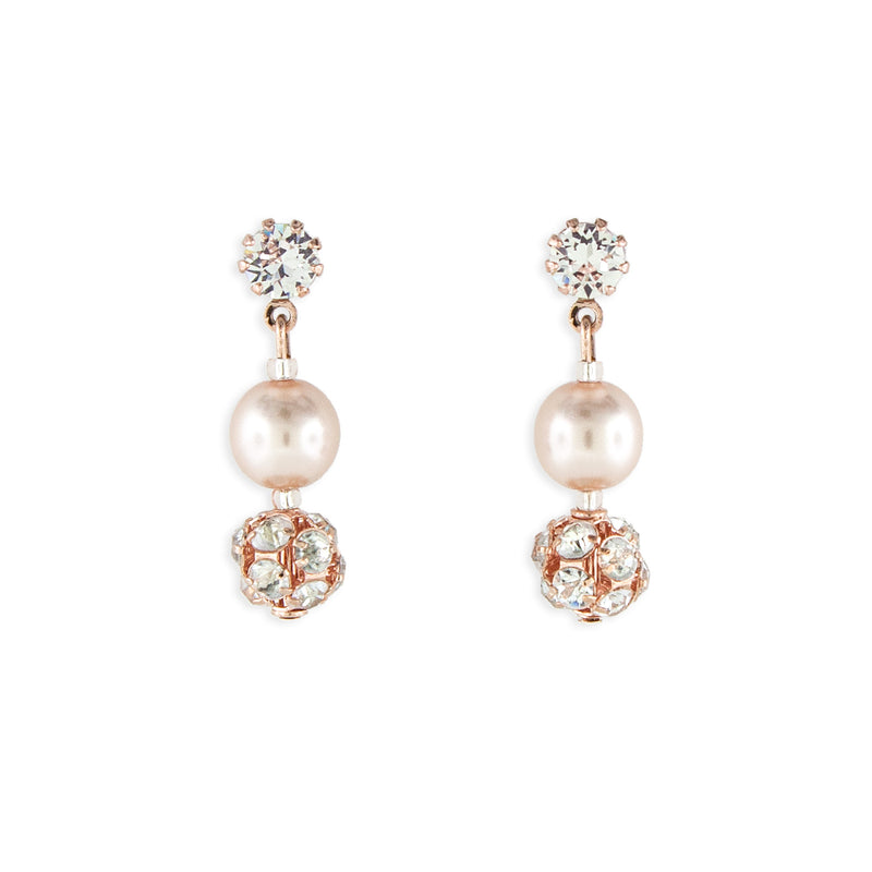 Rose Gold Pearl Earrings - 1.25"