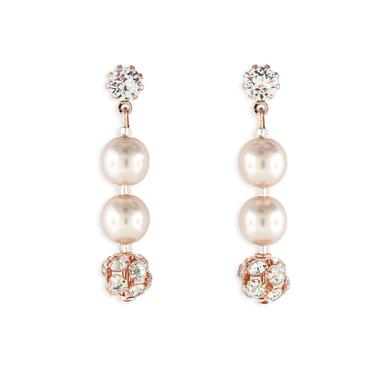 Rose Gold Pearl Earrings - 1.5"