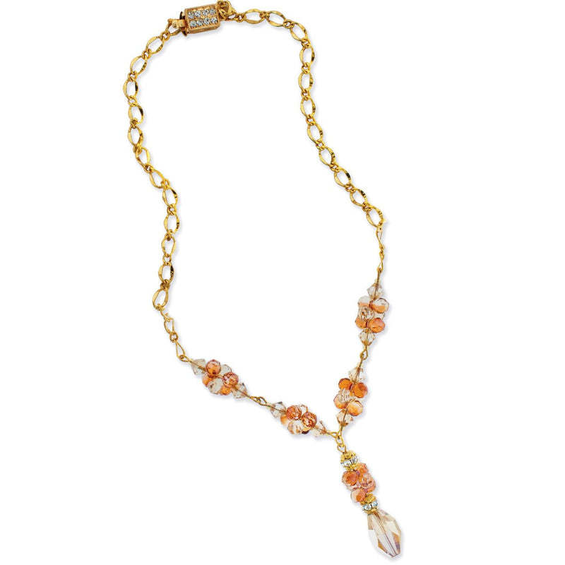 Gold Chain Necklace with Crystal Drop