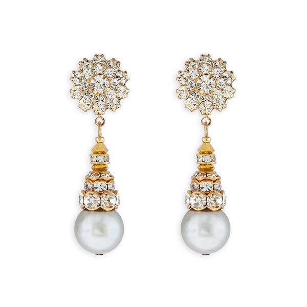 Pearl Drop Earrings with Crystal Embellishments – Giavan