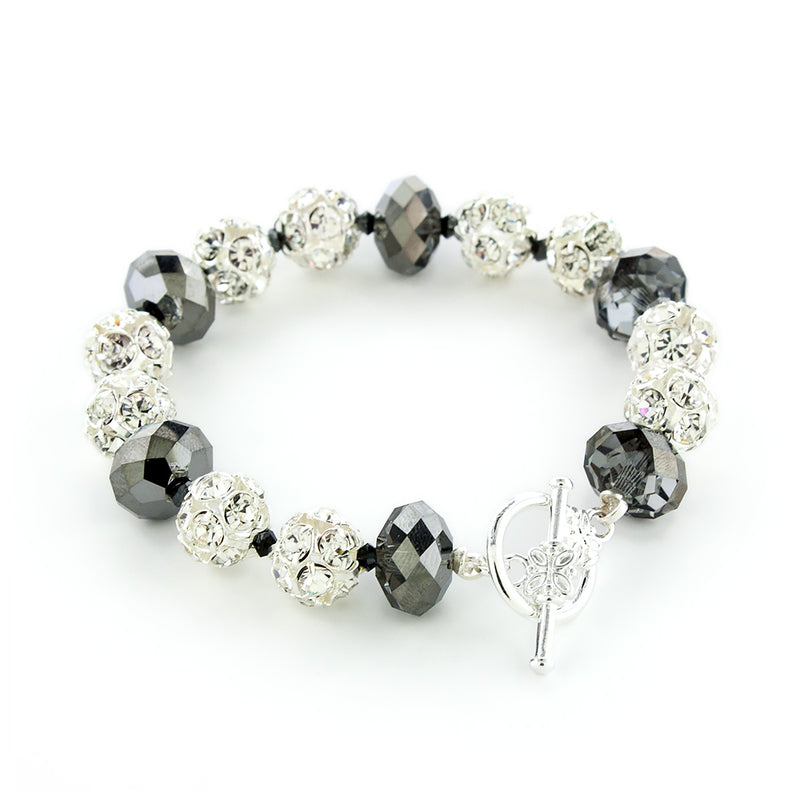 Dark Grey Crystal & Rhinestone Bead Bracelet